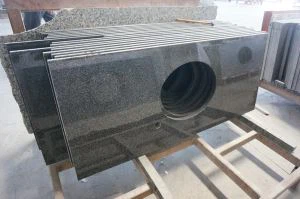 G654 চীন ডার্ক গ্রে গ্রানাইট বাথরুম ভ্যানিটি শীর্ষ এবং রান্নাঘর কাউন্টারে